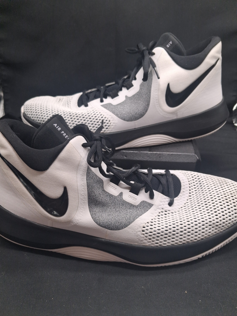 Nike Black and White Air Precision II Basketball Sneakers